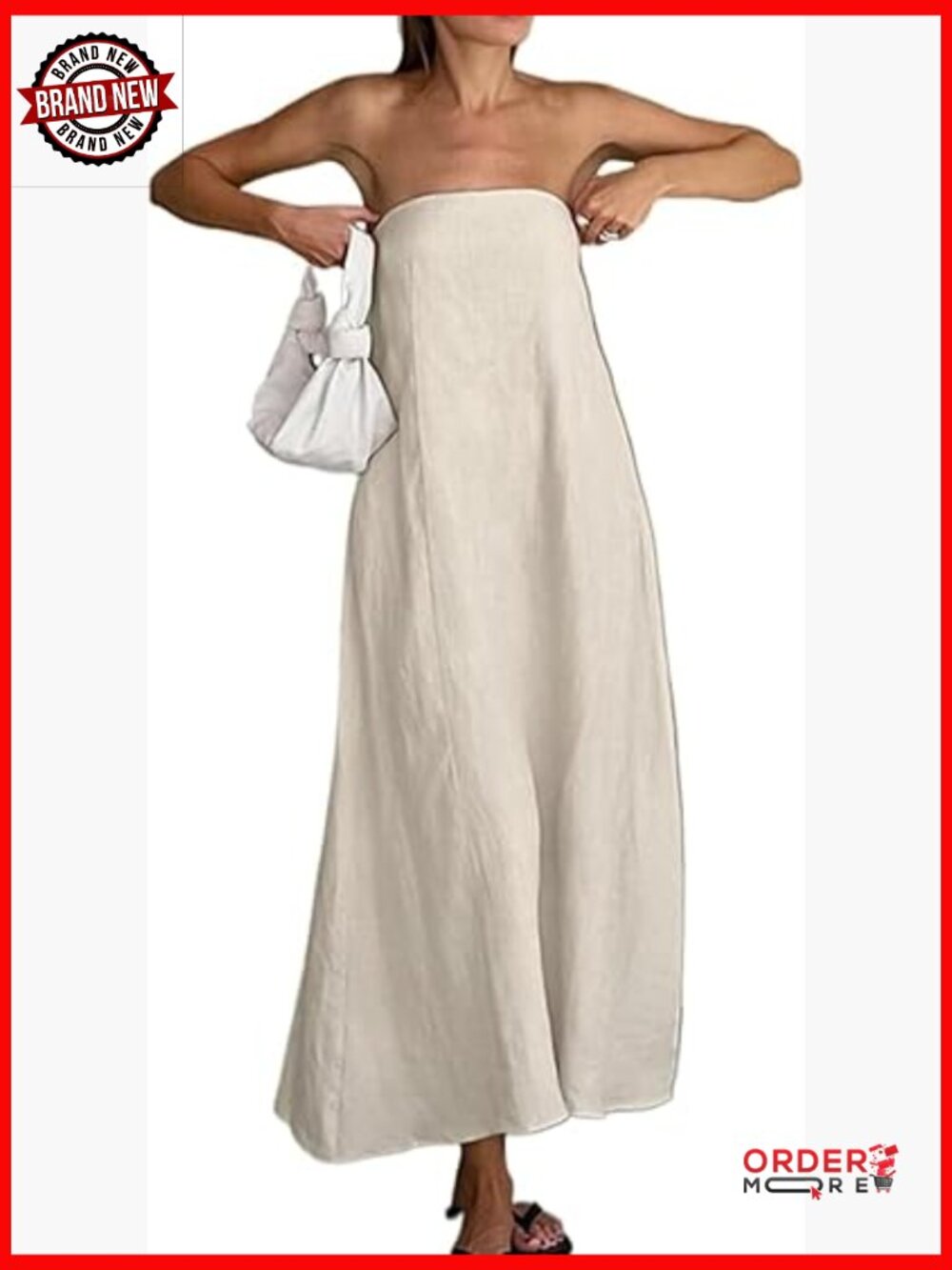 Strapless Linen Maxi Dress A-Line Sleeveless Bustier Summer Vacation Going Out